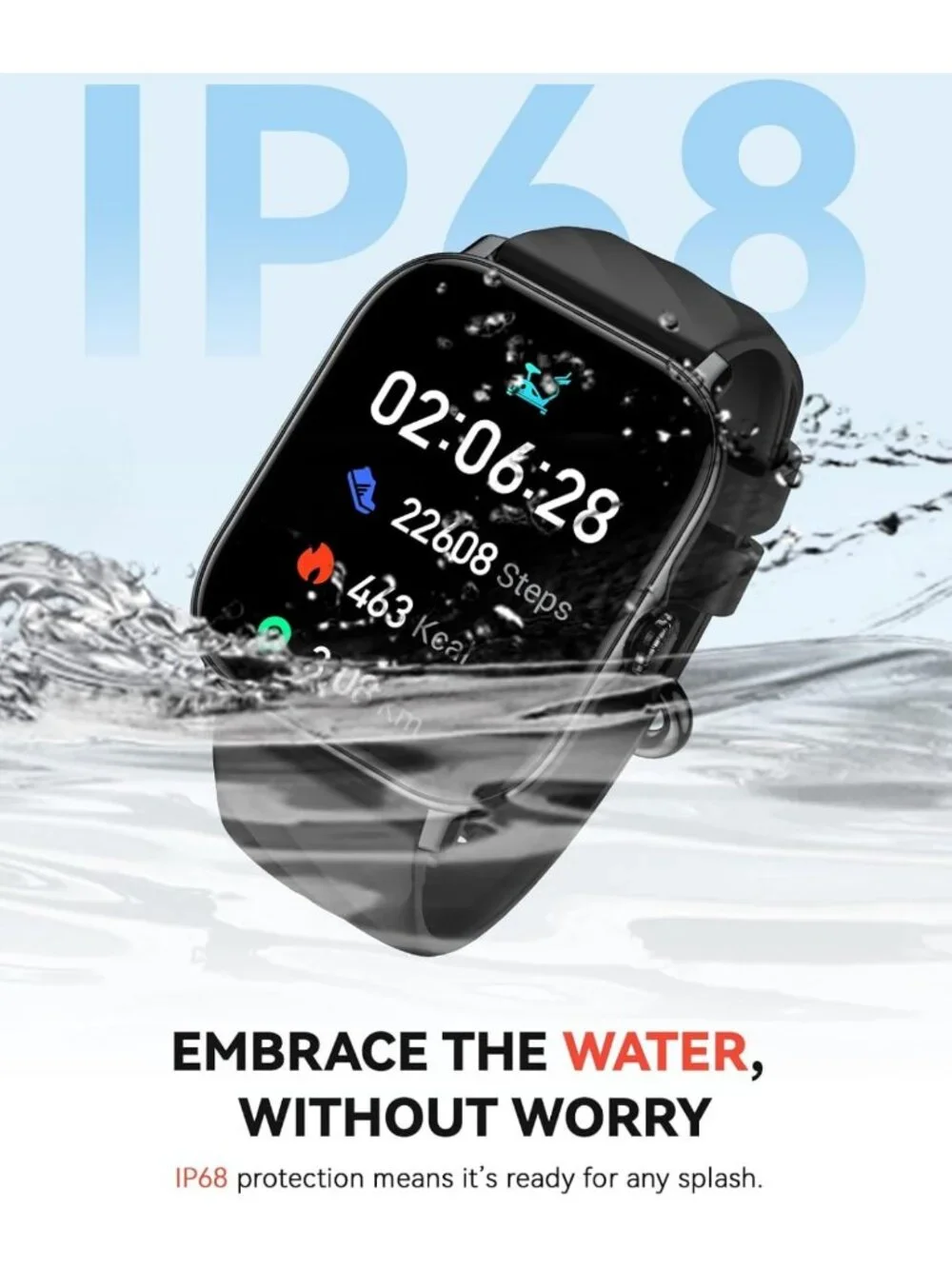 Stylish Fitness Tracker Smartwatch for Men & Women, IP68 Waterproof, 120+ Sports